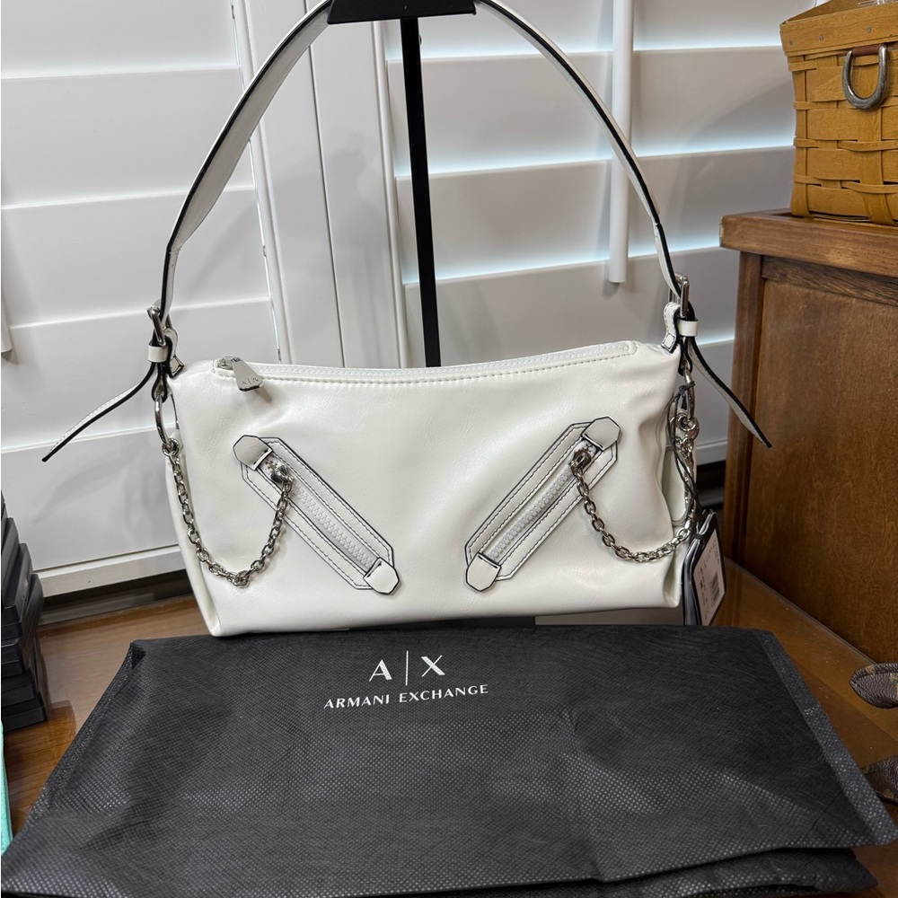 New Armani Exchange White Shoulder Bag